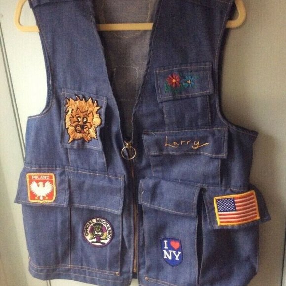 VTG Patch Denim Vest Jean travel patches disney - Picture 1 of 8
